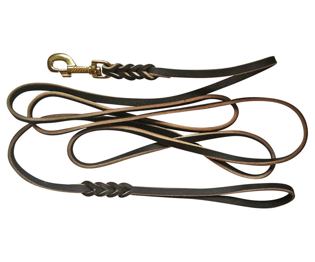 Lederführleine mit Handschlaufe/Messingbolzen - best4dogs.de